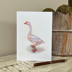 Goose Greeting Card - Watercolor Bird Art, bird art print, Whimsical Illustration, Bird Lover Gift, Gift for Baby, Discontinued Design, Sale