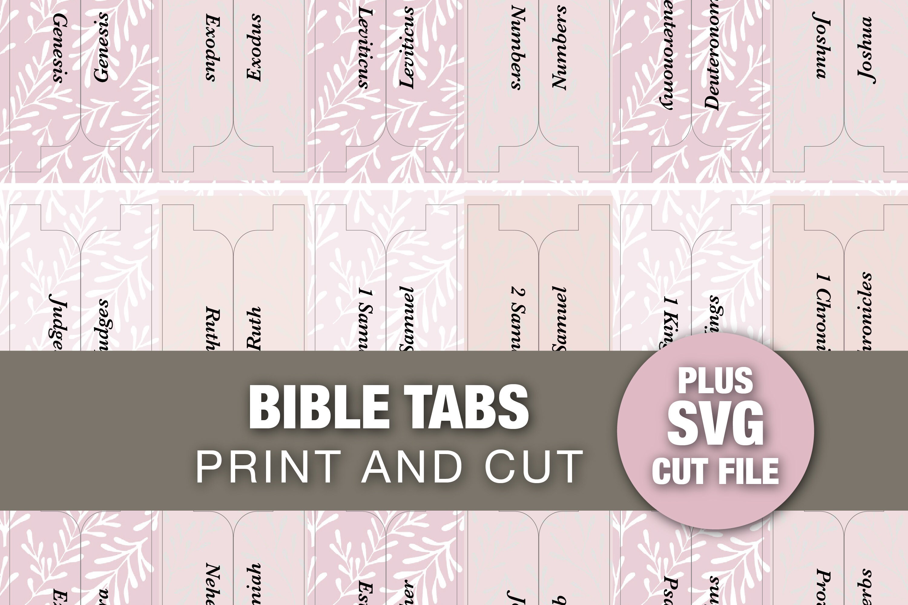 Pink Bible Tabs Printable with SVG Cut File // Pink Fern | Etsy