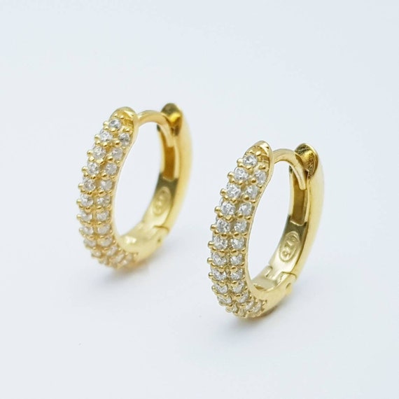 Small Hoop Earrings Gold Huggie Earrings Faux Diamond Huggies