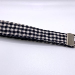 Black and White Plaid Keychain Wristlet