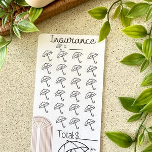 保険A6ミニ貯蓄トラッカー | ラミネート加工 | 再利用可能な積立基金トラッカー | キャッシュスタッフィング | 貯蓄チャレンジ | 予算