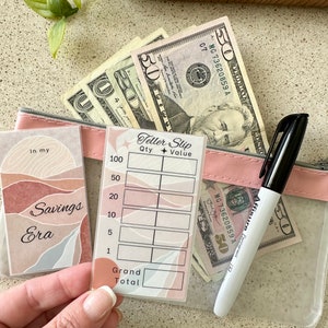 Reusable Bank Teller Slip | Bank Bag | Cash Withdrawal | Zipper Money Envelope | Cash Stuffing