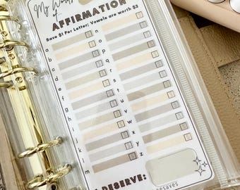 My Words of Affirmation A6 Savings Challenge | Savings Trackers | Cash Stuffing | Budgeting
