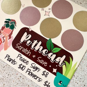 A5 PoThEaD PlAnT LaDy Scratch Off Games | Double Sided Savings Challenges | Cash Stuffing Games | Scratch and Save | Money Games