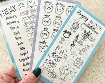 Desafío de Ahorro Mensual A6 de Año Nuevo 2026, Trío / Rastreadores de Ahorro / Acumulación de Efectivo / Presupuesto