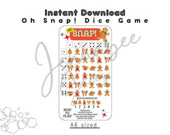Oh Snap Christmas A6 Savings Challenge | PDF Instant Download | Dice Savings Tracker Game | Cash Stuffing | Budgeting Printable