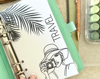 Vacation Travel Savings Curated Bundle | A6 Palm Tree Cash Binder | Savings Trackers & Dashboard