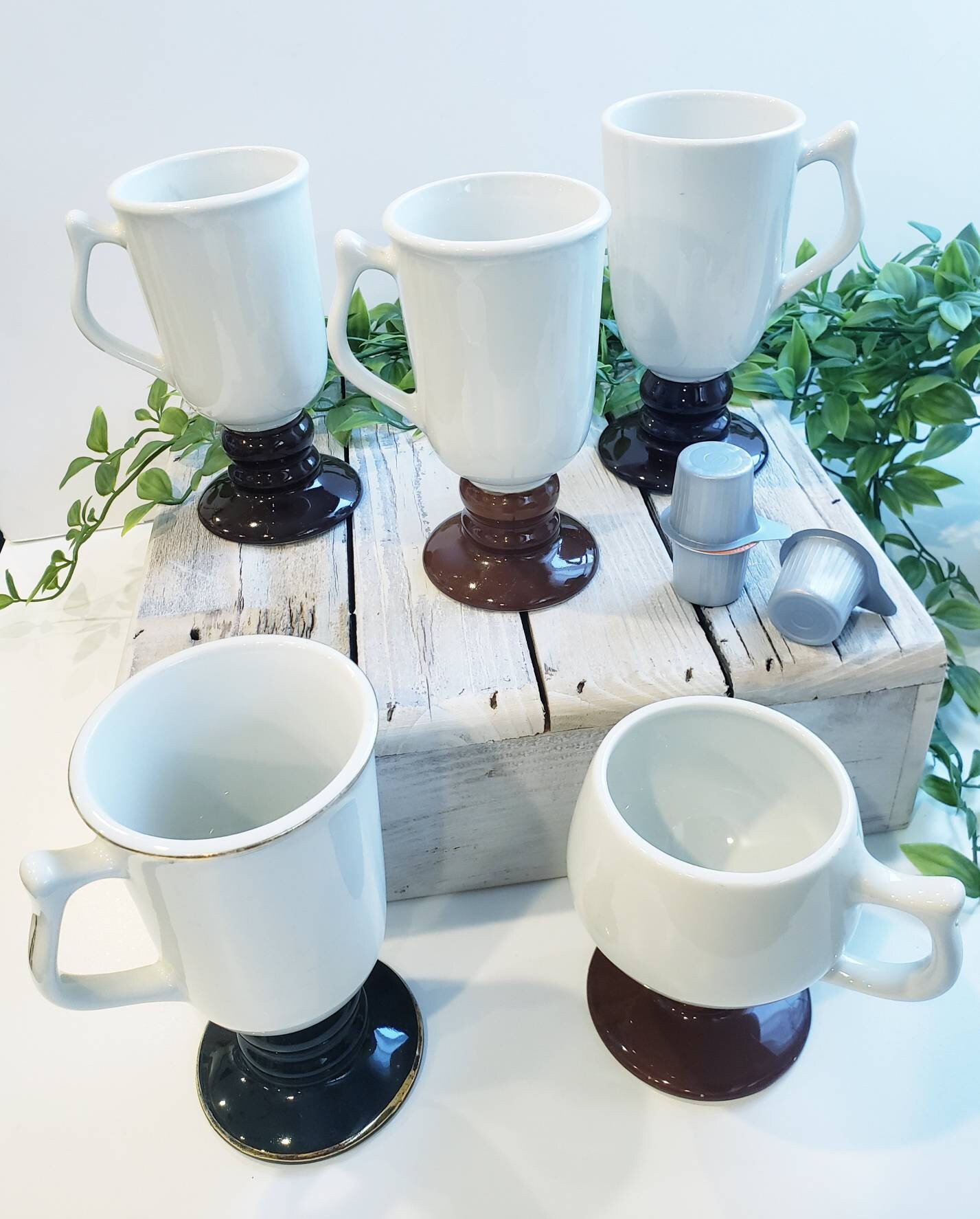 70s Vintage Hall Coffee Mugs Mismatched Set of 5 Pedestal Etsy