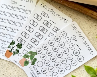 Trio DIGITAL de Pagamento de Dívidas e Principal | Desafio de Poupança A6 | Download Instantâneo em PDF | Rastreadores de Poupança | Orçamento de Caixa | Para Imprimir