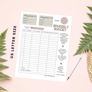 DIGITAL Biweekly Budget Sheet w/Monthly Calendar | PDF Download | Income & Expenses Tracker Organizer