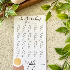 電気料金A6ミニ貯蓄トラッカー | ラミネート加工 | 再利用可能な積立基金トラッカー | キャッシュスタッフィング | 貯蓄チャレンジ | 予算管理