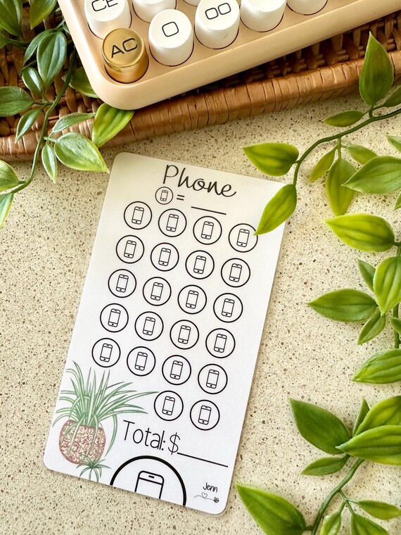 Phone Bill A6 Mini Savings Tracker  | Laminated | Reusable Sinking Funds Tracker | Cash Stuffing | Cash Method