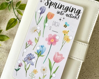 Springing Into Action A6 Savings Challenge | Savings Trackers | Cash Stuffing | Budgeting