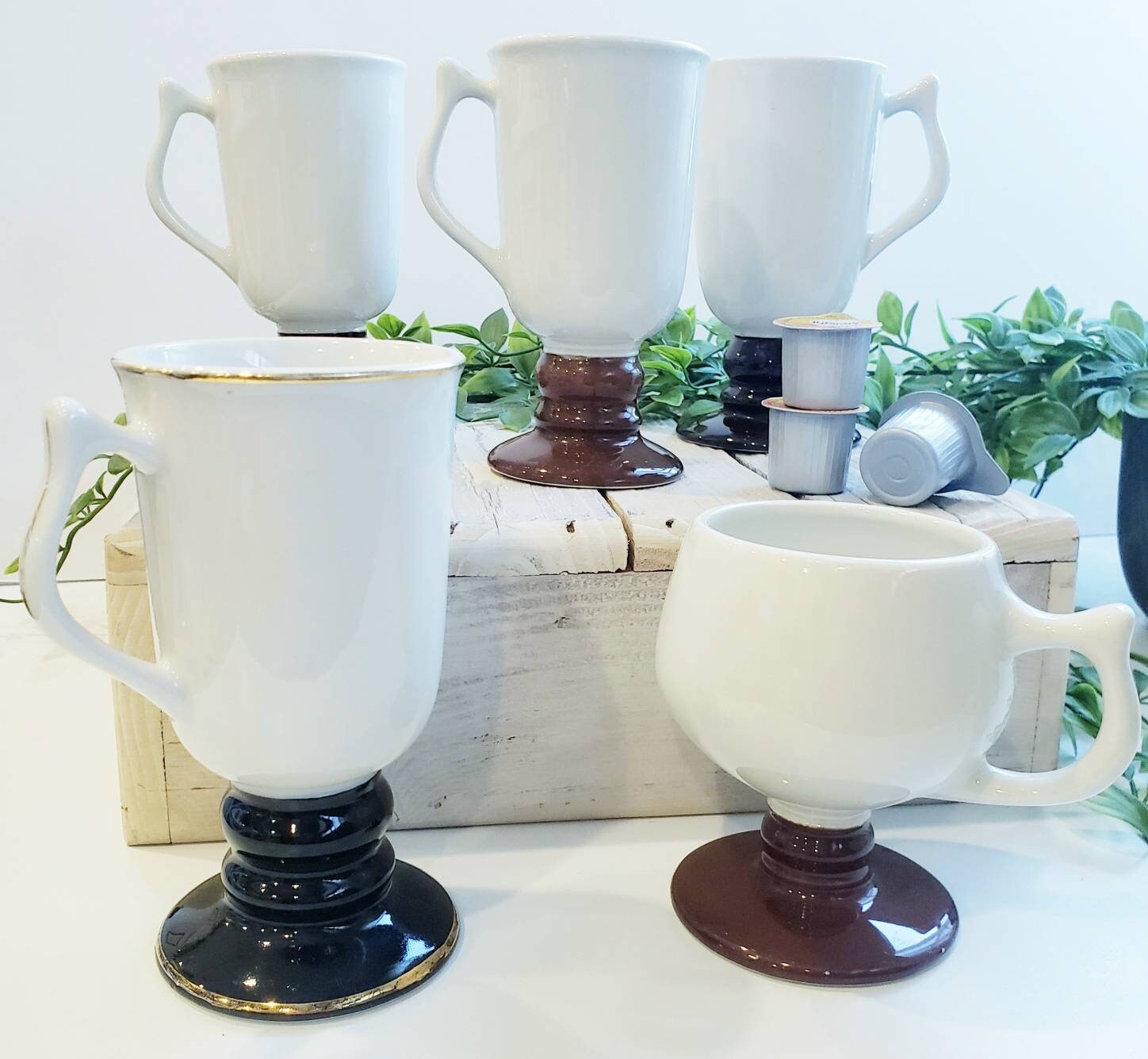 70s Vintage Hall Coffee Mugs Mismatched Set of 5 Pedestal Etsy
