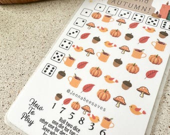 Up & Autumn A6 Savings Challenge | PDF Instant Download | Dice Savings Tracker Game | Cash Stuffing | Budgeting Printable