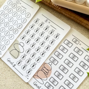 DIGITAL Fill In The Blank A6 Mini Savings Trackers | Set of 3 | PDF Instant Download Cash Stuffing | Savings Challenge | Budget Printable