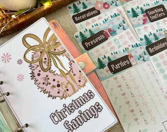 DIGITAL Pink Christmas Savings Set | A6 Size | Dashboard & SIX Savings Trackers | Savings Challenge | Budget Printables | Cash Stuffing
