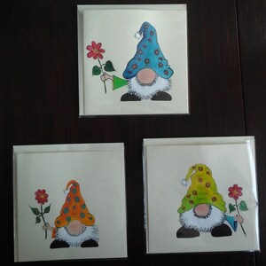 3 Cartoon Karten Hand selbst gemachte  Unikate "Hand gemalt" Postkarten Glückwunschkarten