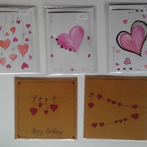 Hand gemalt Herz Liebe Karten Glückwunschkarten Unikate personalisierbar