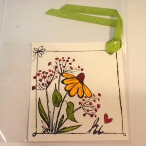 6 Blumen Geschenk Anhänger Hand gemalte Unikate "Hand gemalt" Postkarten Glückwunsch