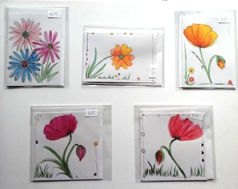 Hand gemalte Glückwunsch Karten Blumenkarten gemalt Unikat direkt vom Künstler