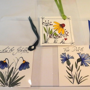 Blumen Blüten Anhänger Hand gemalt Unikate Geschenkanhänger