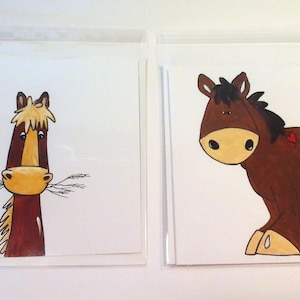 2 Pferde Karten Hand gemalte Unikate "Hand gemalt" Postkarten Glückwunsch
