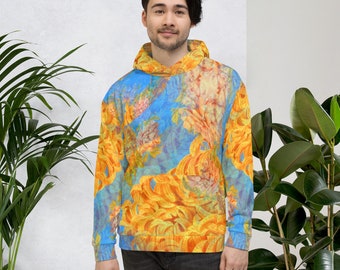 Um moletom com capuz hipnotizante apresentando um arco-íris de tons, espírito perfeito. Ideal para meditação, ioga, festival, concerto ou como presente de EDM.