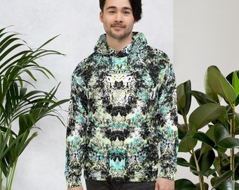 Um moletom com capuz hipnotizante apresentando um arco-íris de tons, espírito perfeito. Ideal para meditação, ioga, festival, concerto ou como presente de EDM.