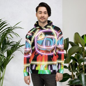 A mesmerizing hoodie showcasing a rainbow of hues, perfect spirit. Ideal for or meditation, yoga, a festival, a concert, or as an EDM gift.