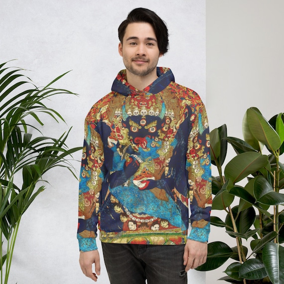 Tantric Buddhist Occult Hoodie showcasing a perfect spirit. Ideal for or meditation, yoga, a festival, a concert, or as an EDM gift.