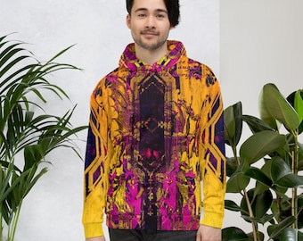 Um moletom com capuz hipnotizante apresentando um arco-íris de tons, espírito perfeito. Ideal para meditação, ioga, festival, concerto ou como presente de EDM.