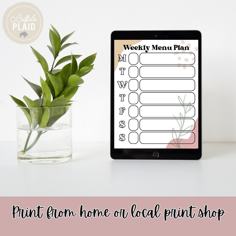 Boho Kitchen Weekly Menu Sign Printable (instant Download) - Etsy