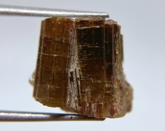 Multicolour tourmaline (brown+yellow+pink crystal) from Malkhan pegmatite field, Chitinskaya Oblast, Eastern Siberia, Russia.
