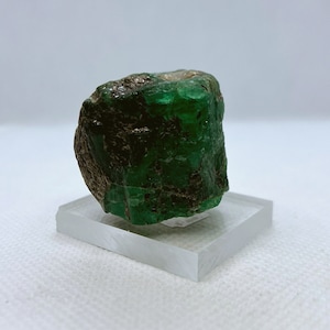Natural emerald gem rough crystal from Ethiopia.