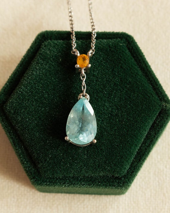 Handmade 14k Gold Pendant with Natural Aquamarine 