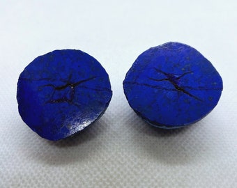 Natural deep blue Azurite crystal polished pair from Ural Mountains, Russia. (Price for pair!)