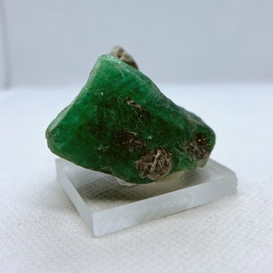 Natural emerald gem rough crystal from Ethiopia.