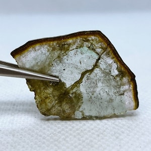 Top Quality Elbaite Bicolor Tourmaline Crystal Slice Double Polished Specimen from Malkhan pegmatite field, Eastern Siberia, Russia.