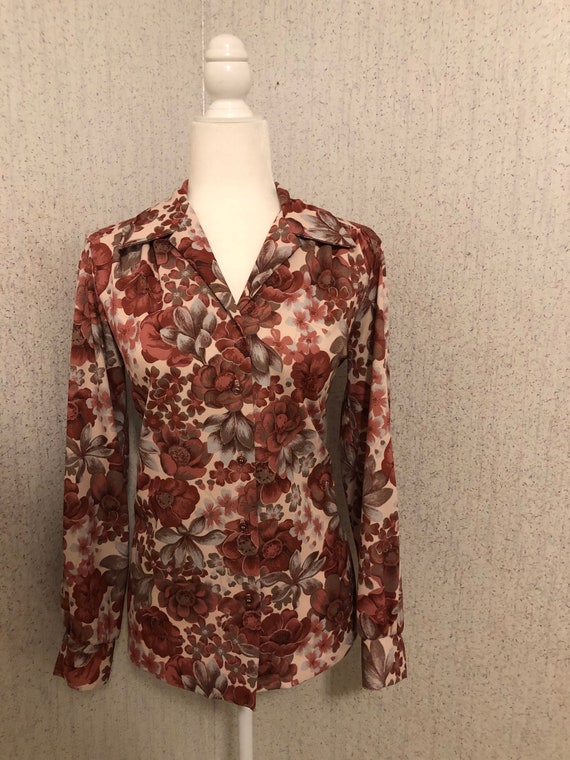 Vintage 70’s Floral Button Up - image 1