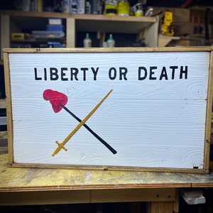 Liberty or Death Wood art, Battle of White Plains flag, Colonial Farmhouse Patriotic art, Patriotic Flag painting, Unique wood flag art