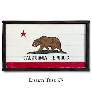 Hand Painted California Flag Sign: Vintage Farmhouse Folk Art