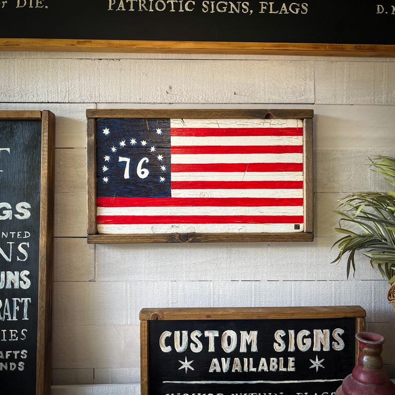 Handmade Bennington '76 Flag Sign: Farmhouse Patriotic Wall Art - Etsy