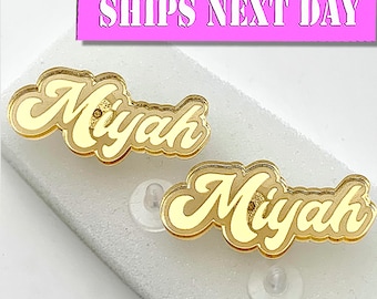 Custom Initial Stud Earrings: Acrylic Gold Personalized Name Gift