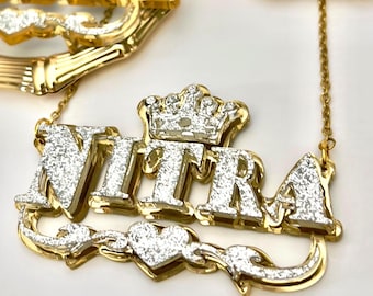 Collier prénom personnalisé en acrylique : chaîne et bling bling personnalisés, chaîne en acier inoxydable