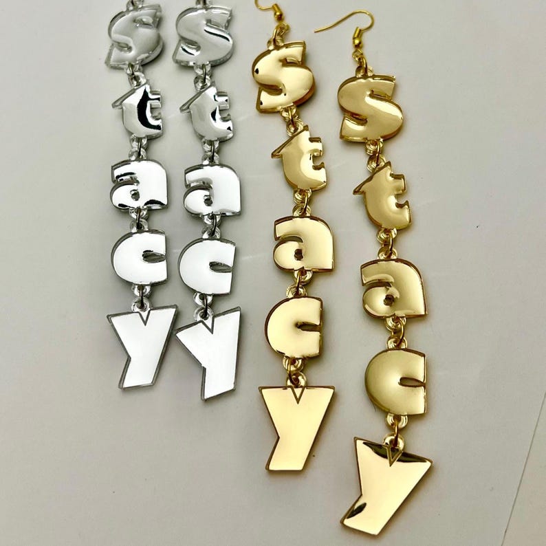 Custom earring Old English Letters : Personalized Acrylic Gothic Names image 19