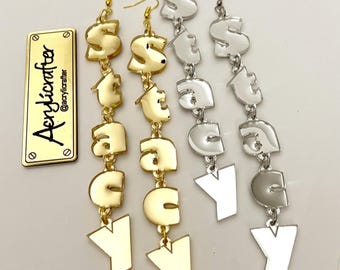 Custom earring Old English Letters : Personalized Acrylic Gothic Names