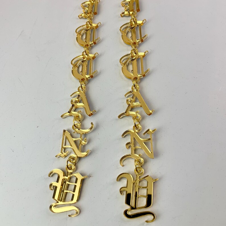 Custom earring Old English Letters : Personalized Acrylic Gothic Names image 7