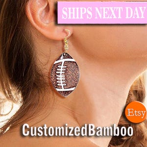 Football Fan Acrylic Earrings - Glitter Studs - Handmade Jewelry - Lightweight Earrings
