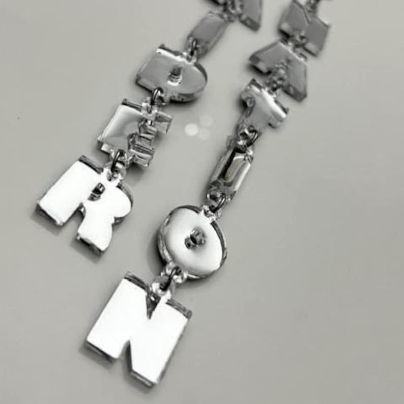 Custom earring Old English Letters : Personalized Acrylic Gothic Names image 10
